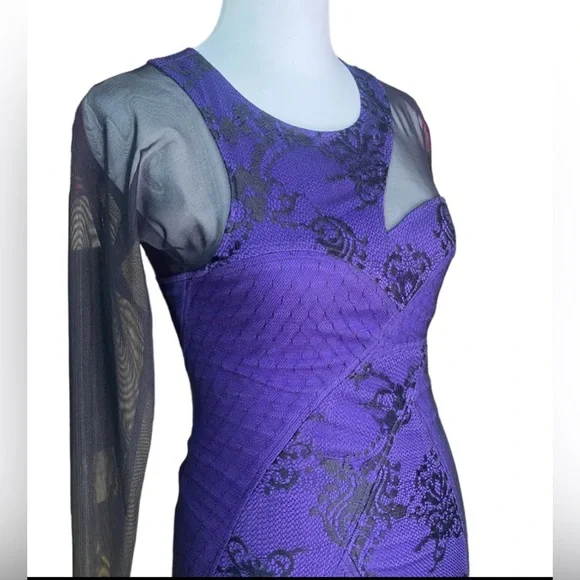 bcbgmaxazria bodycon dress BCBGMAXAZRIA Gisela Criss Cross Foil Print Bodycon Dress  Runway Catalog
